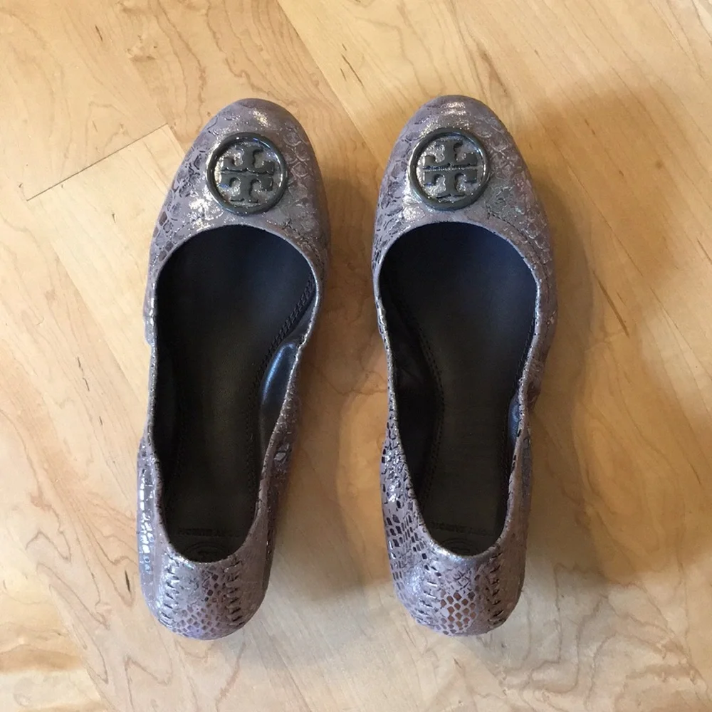 TORY BURCH | Metallic Leather Heidi Flats